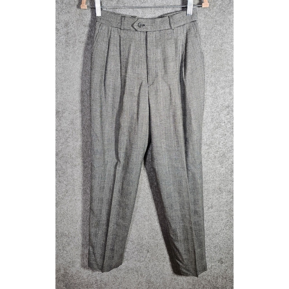 Talbots David Brooks Wool Houndstooth Pleated Dress Pants Womens Size 12 Pockets